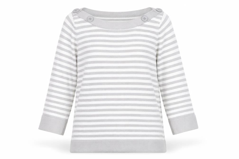 Marks and Spencer Women’s Grey Striped Cotton Jumper UK 8