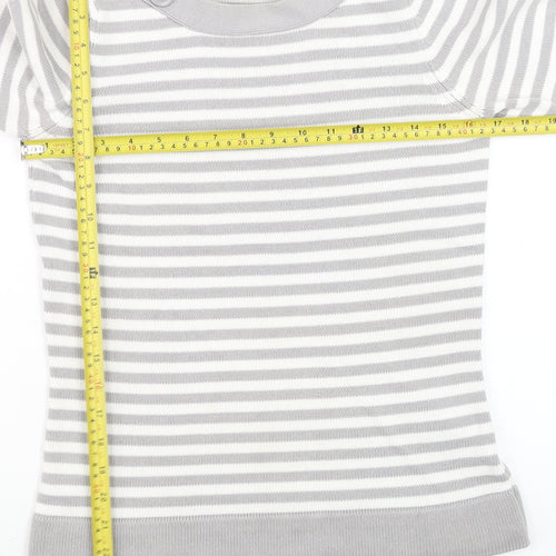 Marks and Spencer Women’s Grey Striped Cotton Jumper UK 8