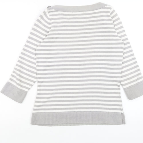 Marks and Spencer Women’s Grey Striped Cotton Jumper UK 8