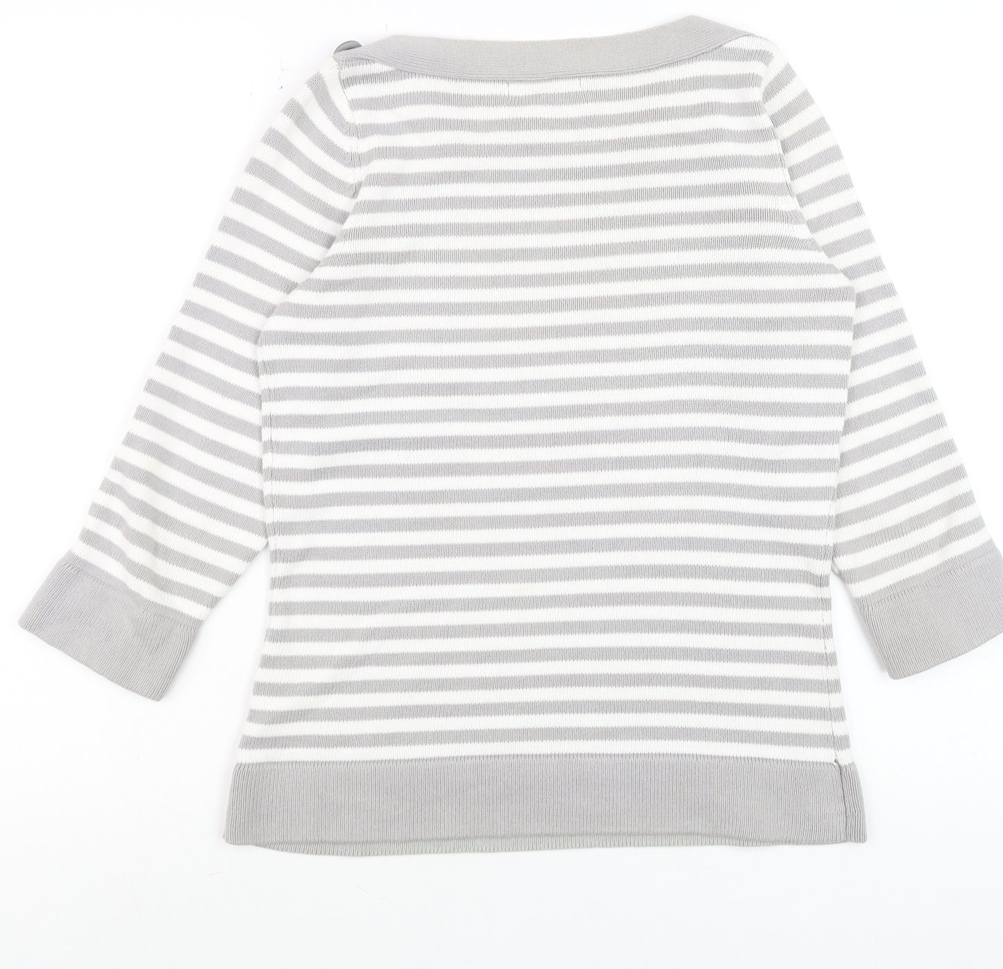 Marks and Spencer Women’s Grey Striped Cotton Jumper UK 8