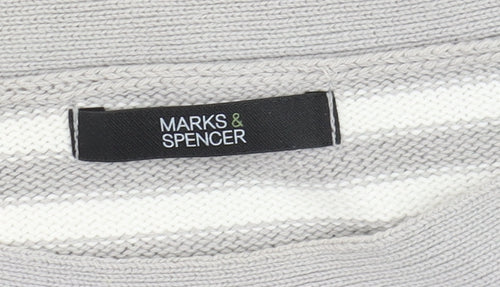 Marks and Spencer Women’s Grey Striped Cotton Jumper UK 8