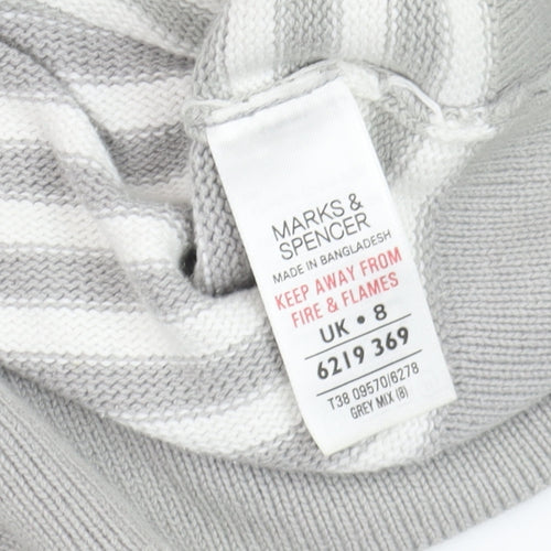 Marks and Spencer Women’s Grey Striped Cotton Jumper UK 8