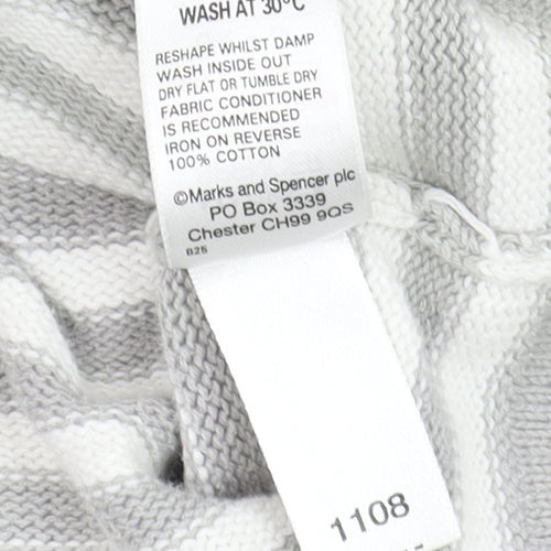 Marks and Spencer Women’s Grey Striped Cotton Jumper UK 8