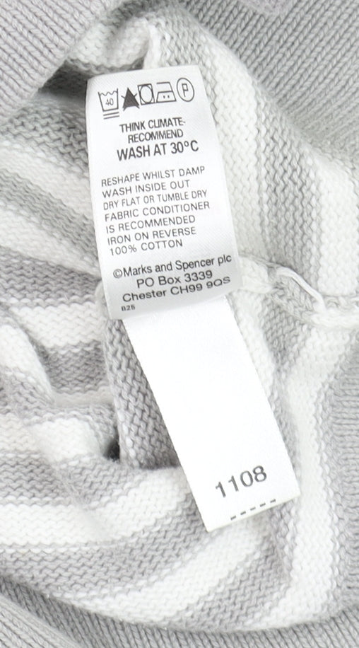 Marks and Spencer Women’s Grey Striped Cotton Jumper UK 8