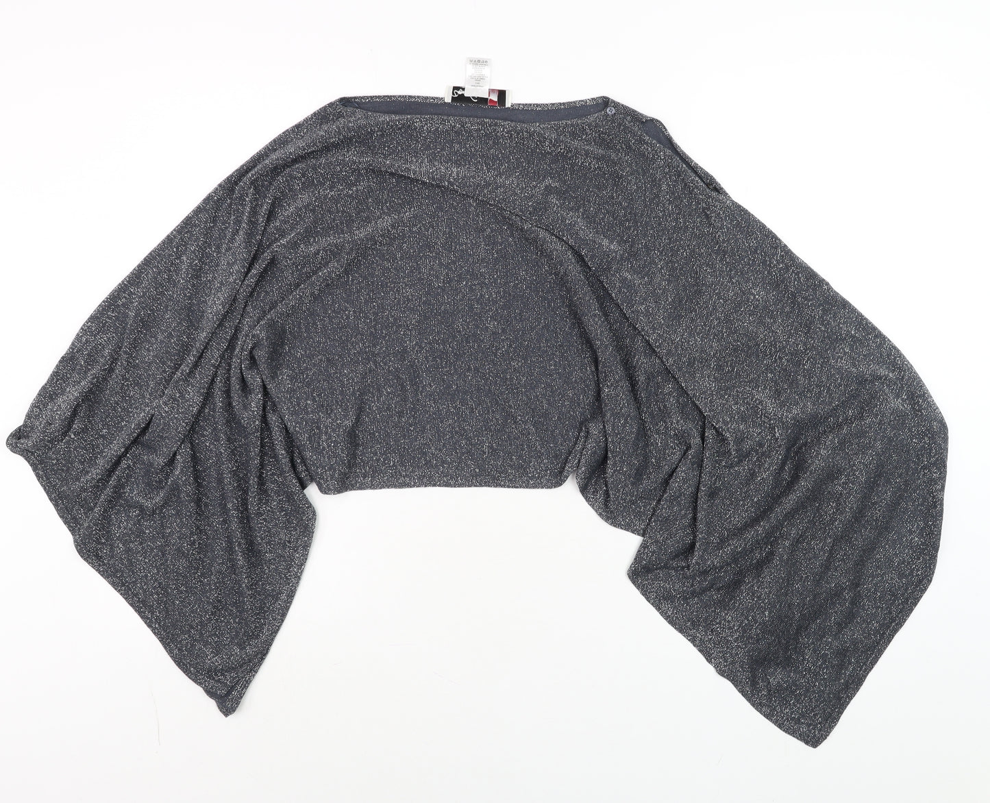 Damsel in a Dress Womens Grey Glitter Batwing Wrap Blouse One Size
