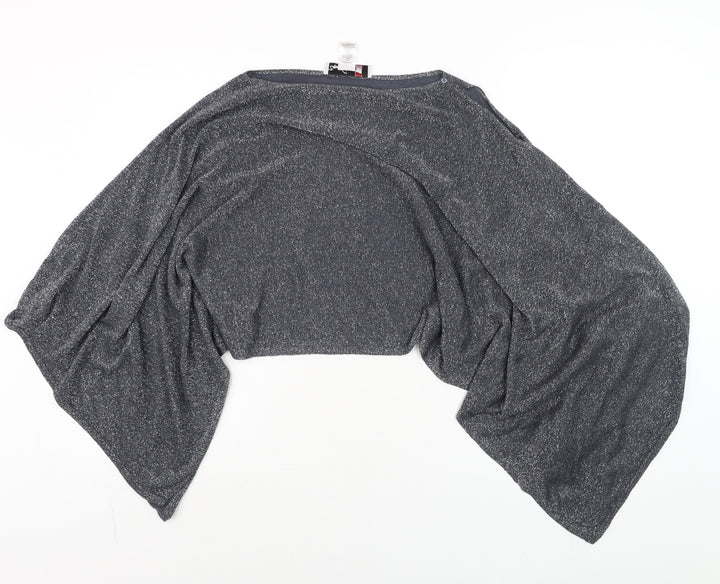Damsel in a Dress Womens Grey Glitter Batwing Wrap Blouse One Size
