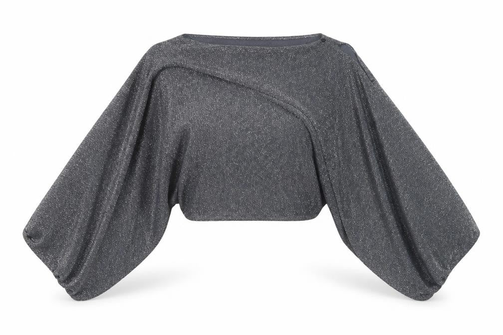 Damsel in a Dress Womens Grey Glitter Batwing Wrap Blouse One Size
