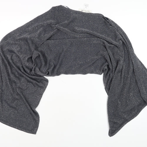Damsel in a Dress Womens Grey Glitter Batwing Wrap Blouse One Size