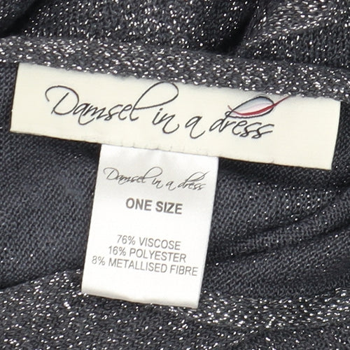 Damsel in a Dress Womens Grey Glitter Batwing Wrap Blouse One Size