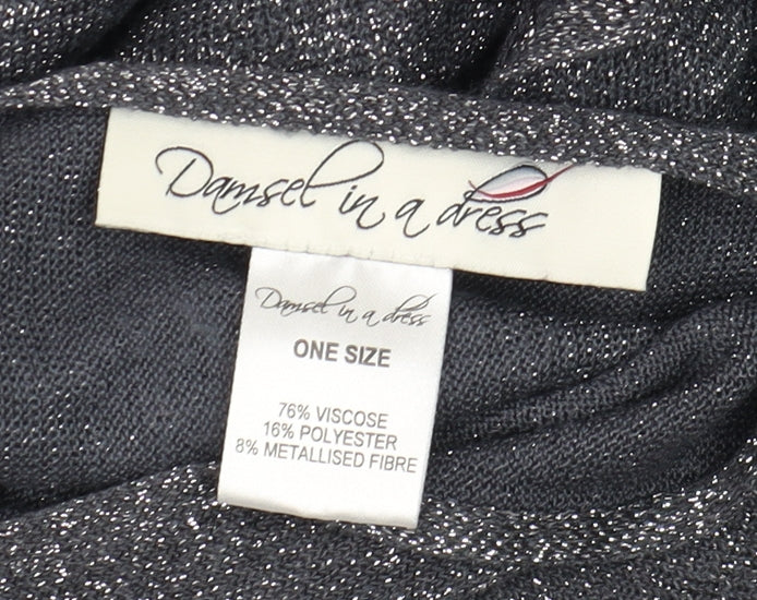 Damsel in a Dress Womens Grey Glitter Batwing Wrap Blouse One Size