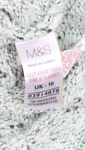 Marks and Spencer Women’s Green Chunky-Knit Relaxed Jumper Size 10