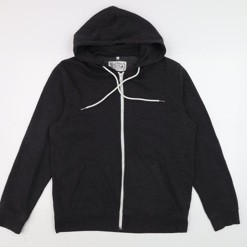 Red Herring Men's Black Full Zip Hoodie Size M Fleece Lined