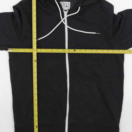 Red Herring Men's Black Full Zip Hoodie Size M Fleece Lined