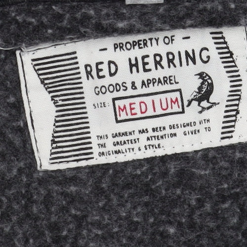Red Herring Men's Black Full Zip Hoodie Size M Fleece Lined