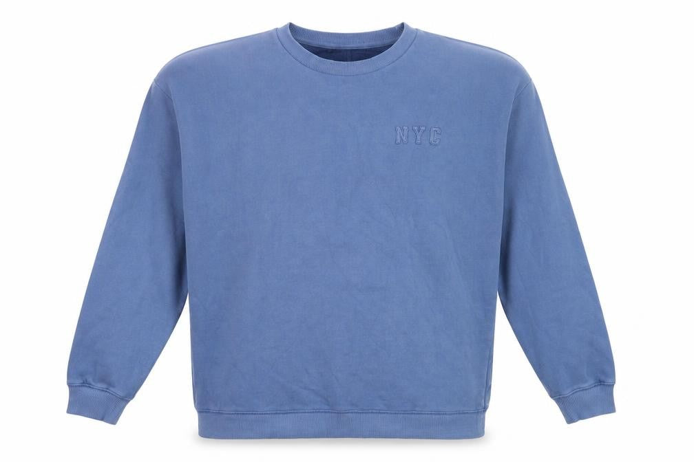 Front view of Marks & Spencer Men’s Blue NYC Crew Neck Pullover Sweatshirt, size S