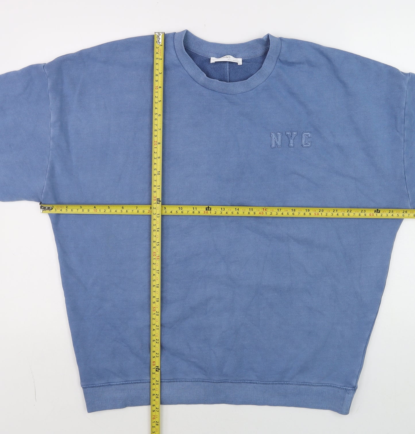 Marks and Spencer Men’s Blue NYC Crew Neck Pullover Sweatshirt Size S