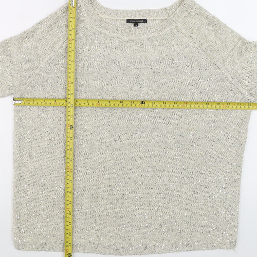 River Island Women’s Beige Sequin Knit Pullover Jumper Size 8