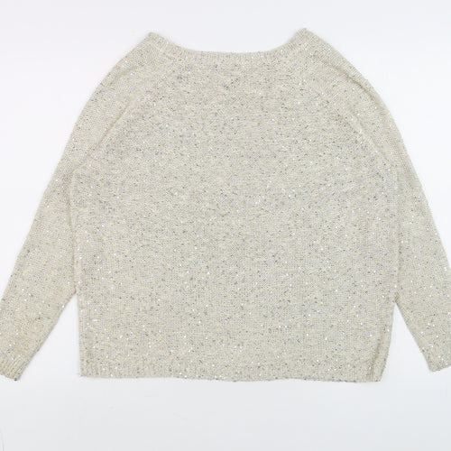 River Island Women’s Beige Sequin Knit Pullover Jumper Size 8