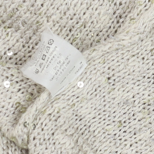River Island Women’s Beige Sequin Knit Pullover Jumper Size 8