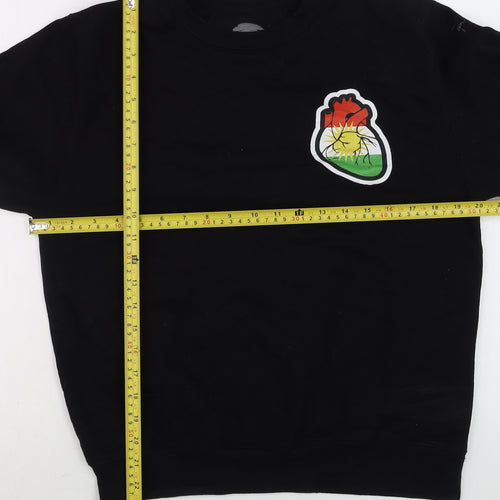 Dar Baru Mens Black Small Pullover Sweatshirt with Embroidered Heart Design