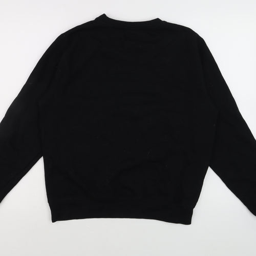 Dar Baru Mens Black Small Pullover Sweatshirt with Embroidered Heart Design