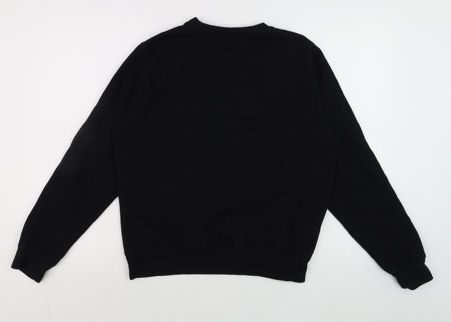 Dar Baru Mens Black Small Pullover Sweatshirt with Embroidered Heart Design