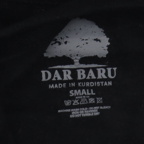 Dar Baru Mens Black Small Pullover Sweatshirt with Embroidered Heart Design