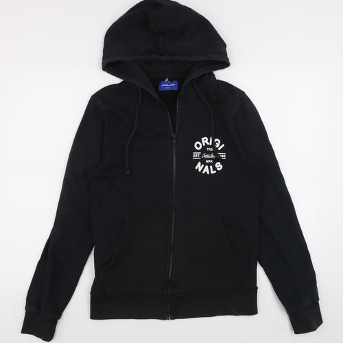 Jack & Jones Men’s Black Full Zip Hoodie Size S Graphic Print