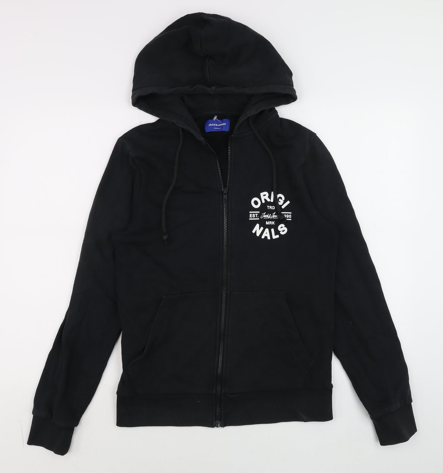 Jack & Jones Men’s Black Full Zip Hoodie Size S Graphic Print