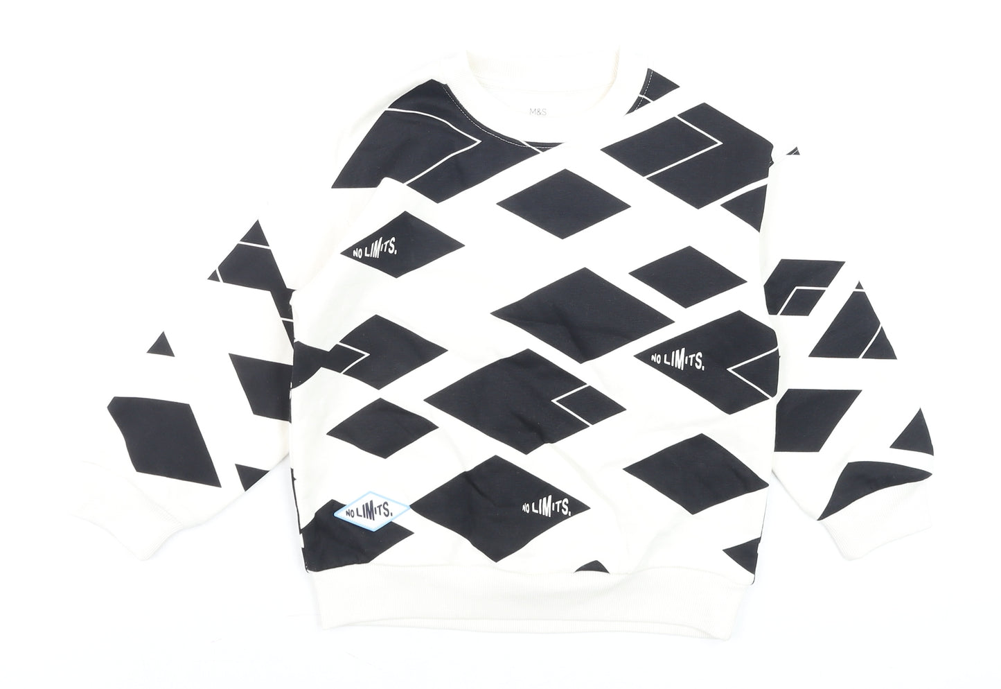 Marks and Spencer Boys Black Geometric No Limits Sweatshirt 4-5 Years
