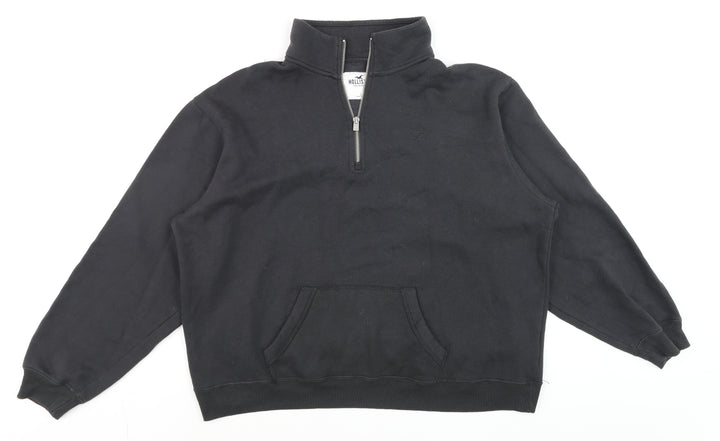 Hollister Men’s Black 1/4 Zip Mock Neck Sweatshirt Size L Regular Fit