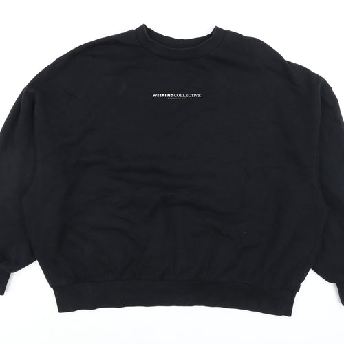 ASOS DESIGN Unisex Black Logo Pullover Sweatshirt L
