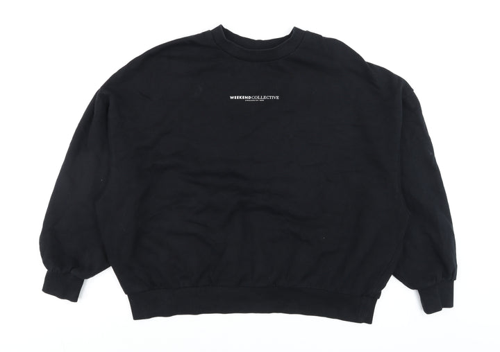 ASOS DESIGN Unisex Black Logo Pullover Sweatshirt L