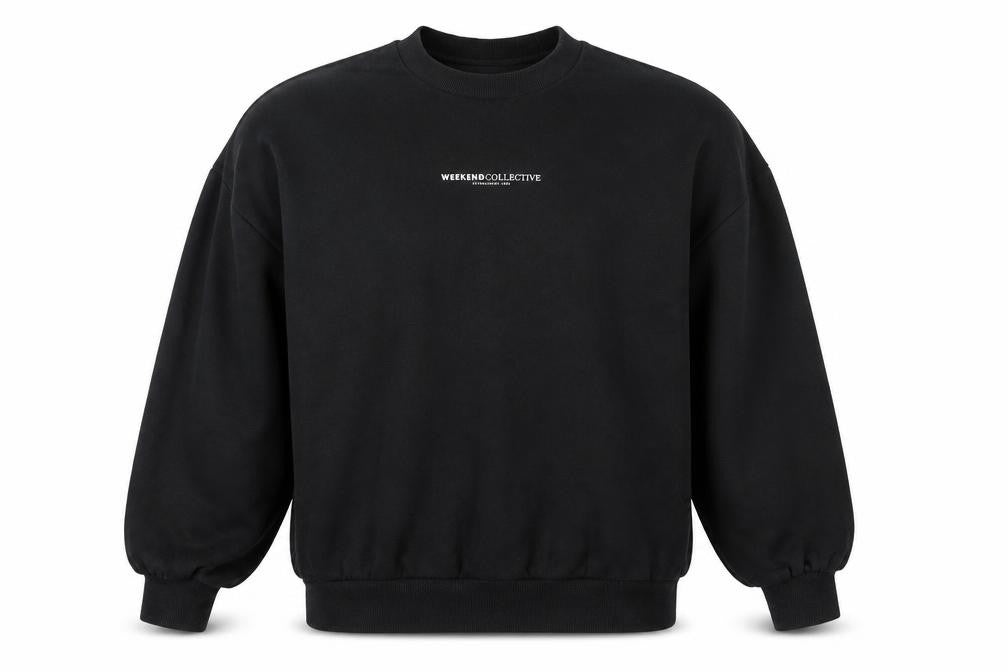 Front view of ASOS DESIGN unisex black logo pullover sweatshirt l