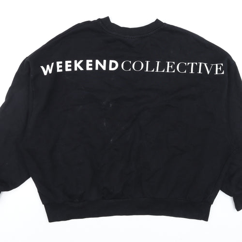 ASOS DESIGN Unisex Black Logo Pullover Sweatshirt L