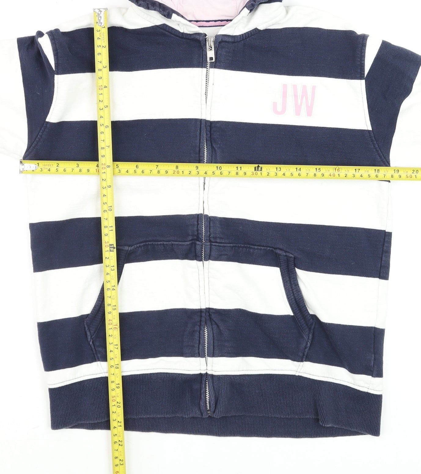 Jack Wills Teens Navy & White Striped Full Zip Hoodie 14-15Y