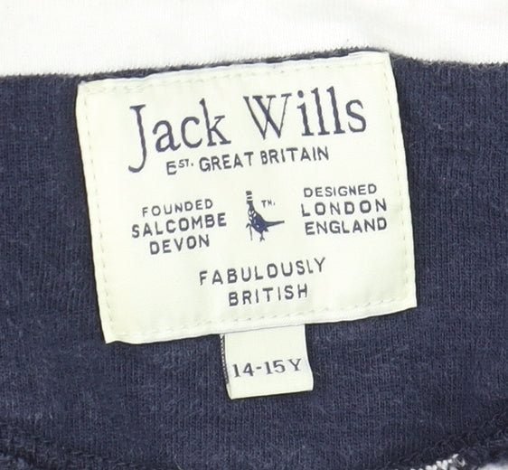 Jack Wills Teens Navy & White Striped Full Zip Hoodie 14-15Y