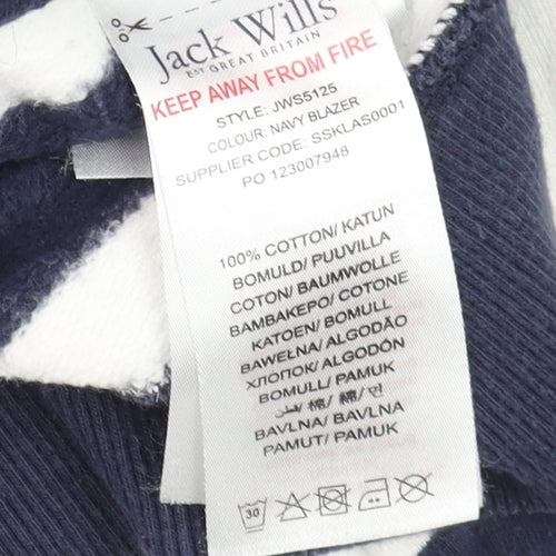 Jack Wills Teens Navy & White Striped Full Zip Hoodie 14-15Y