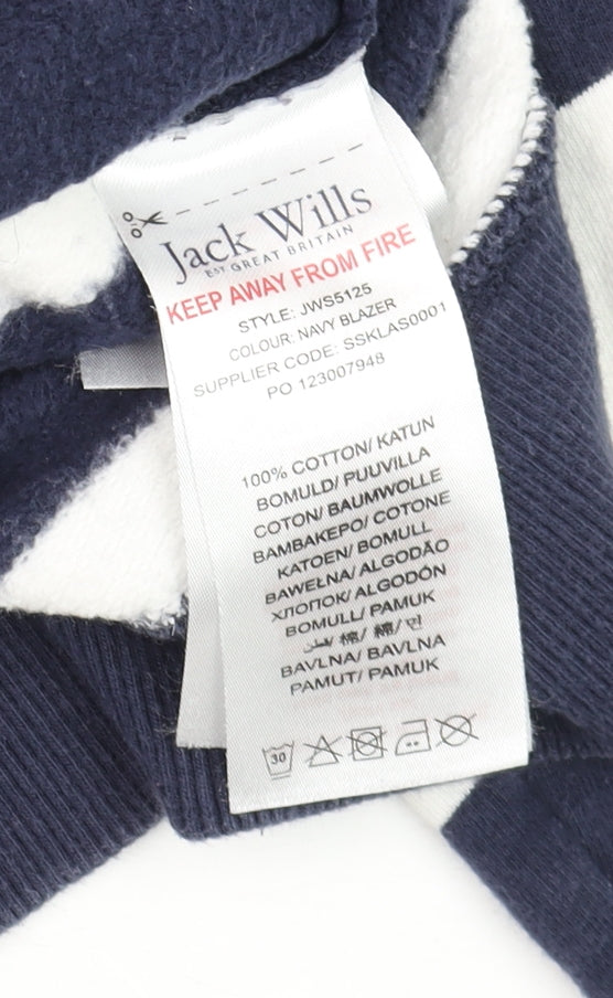 Jack Wills Teens Navy & White Striped Full Zip Hoodie 14-15Y