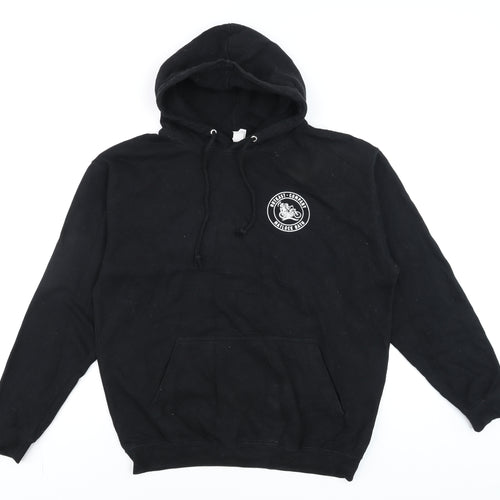 Just Hoods Men’s Black Pullover Hoodie L Biker Logo