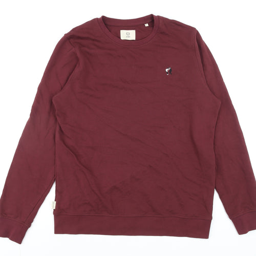 A-dam Mens Red Crew Neck Cotton Sweatshirt Size L