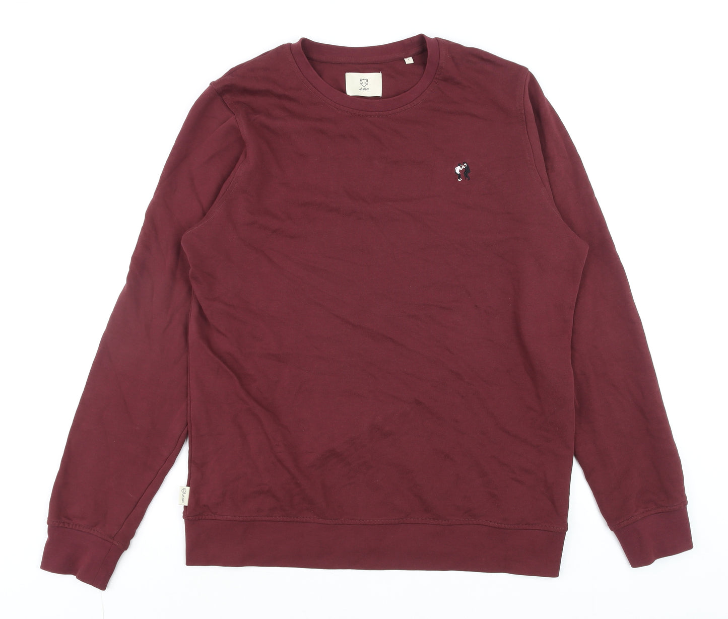 A-dam Mens Red Crew Neck Cotton Sweatshirt Size L