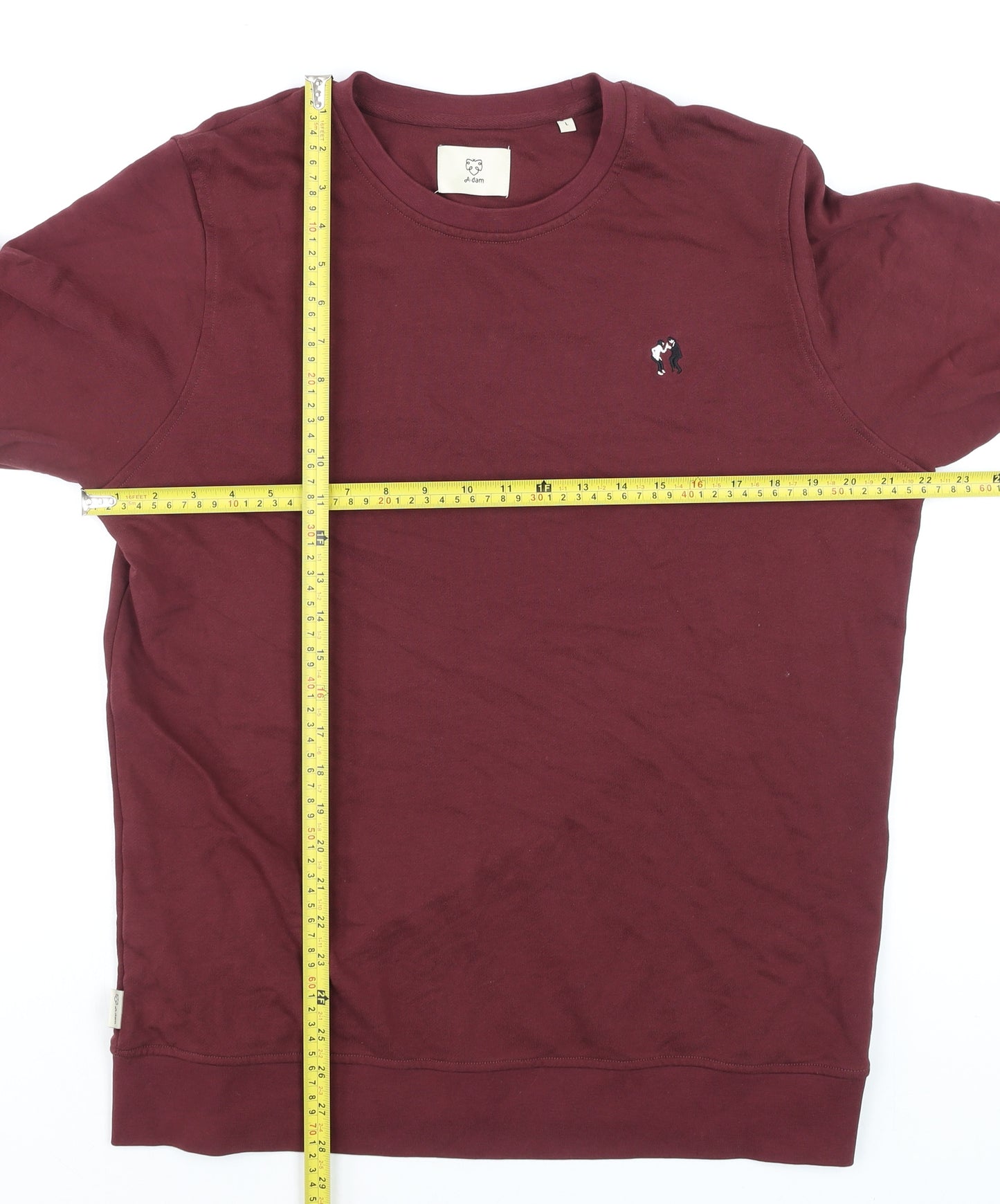 A-dam Mens Red Crew Neck Cotton Sweatshirt Size L