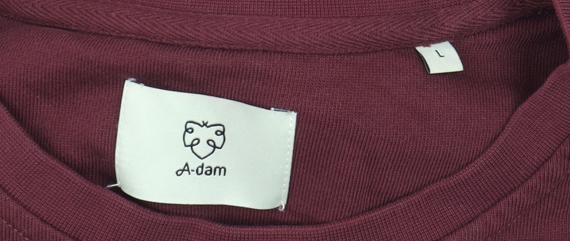 A-dam Mens Red Crew Neck Cotton Sweatshirt Size L