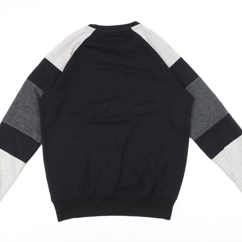 Genetic Apparel Men's Black Pullover Sweatshirt L Crew Neck Zip Pocket