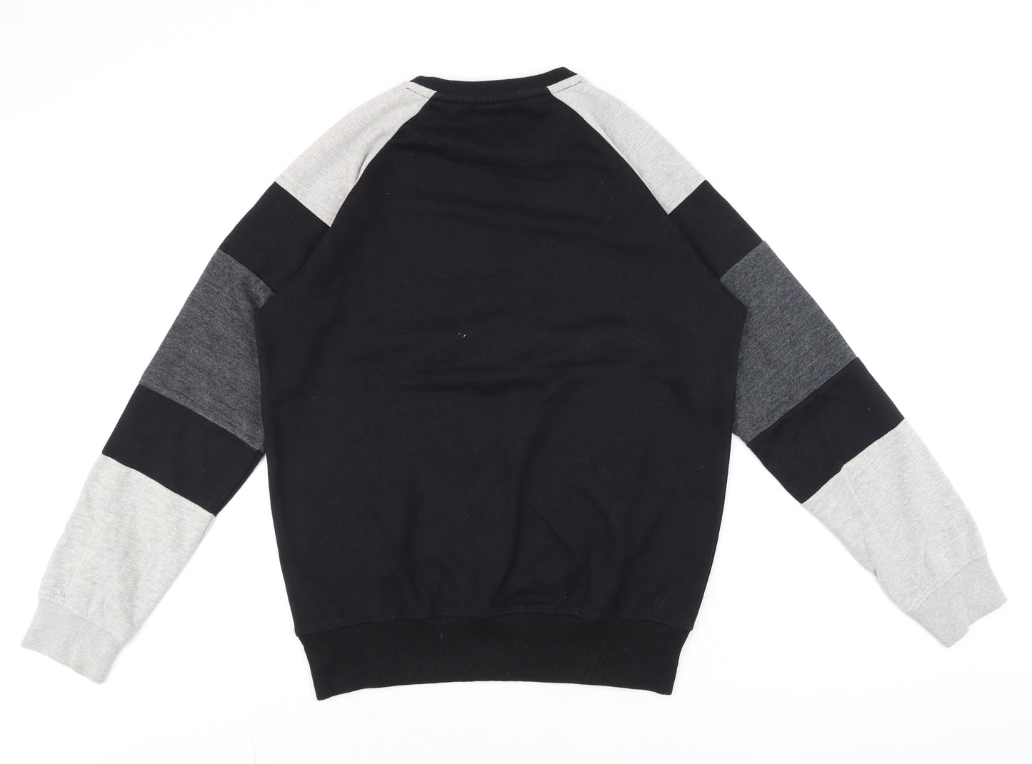 Genetic Apparel Men's Black Pullover Sweatshirt L Crew Neck Zip Pocket