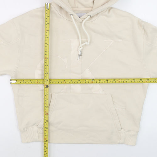 Calvin Klein Jeans Mens Beige XS Pullover Hoodie Logo Fleece