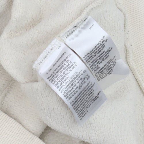 Calvin Klein Jeans Mens Beige XS Pullover Hoodie Logo Fleece