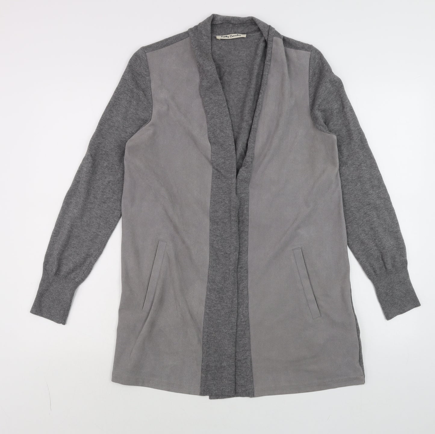 Betty Barclay Women's Grey Long Sleeve Open Wrap Cardigan Size M