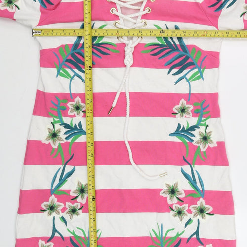 Juicy Couture Womens Pink Striped Embroidered Shift Dress Size 14